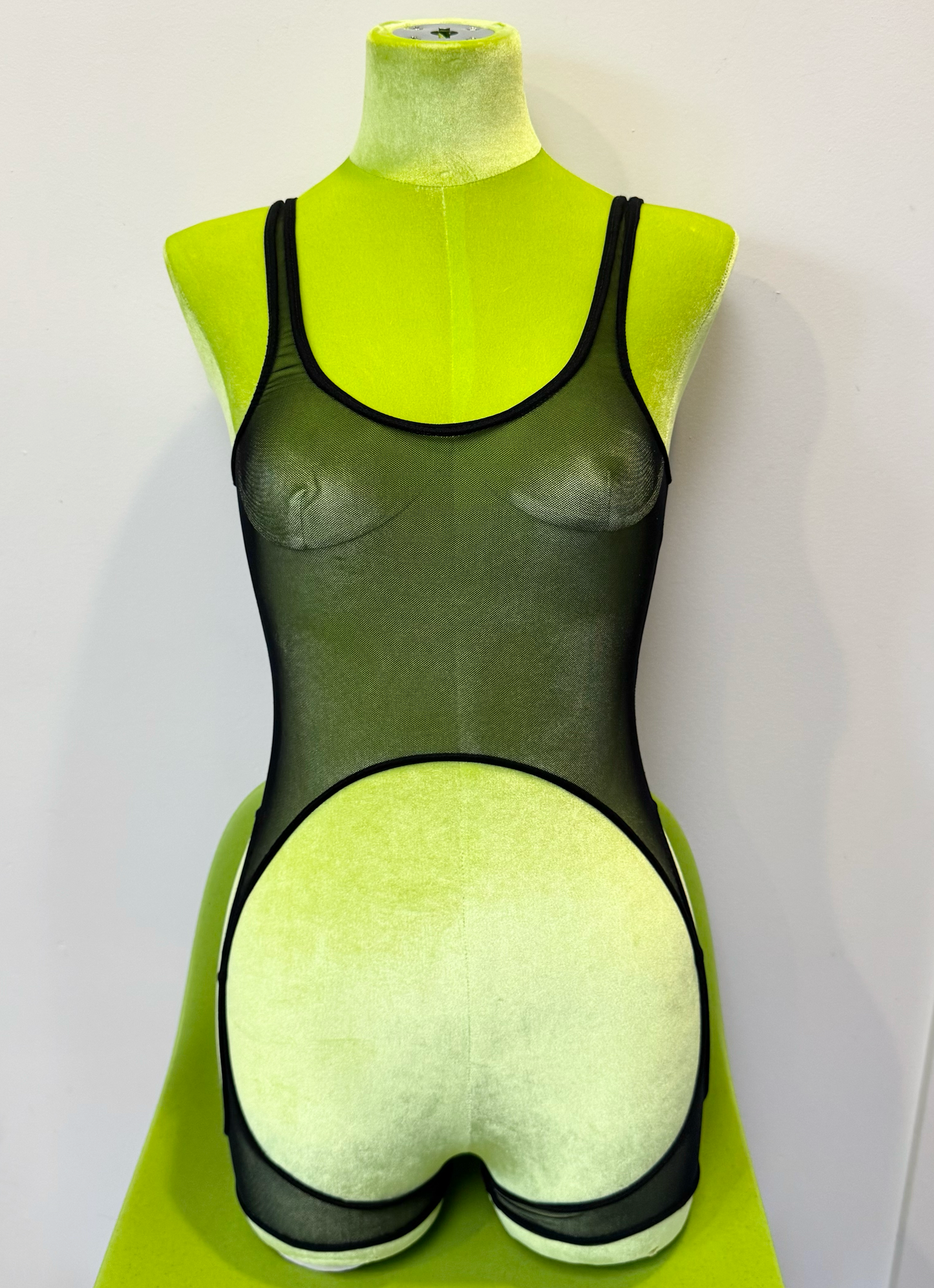 *SAMPLE* Black Mesh Suspender Tank, XS