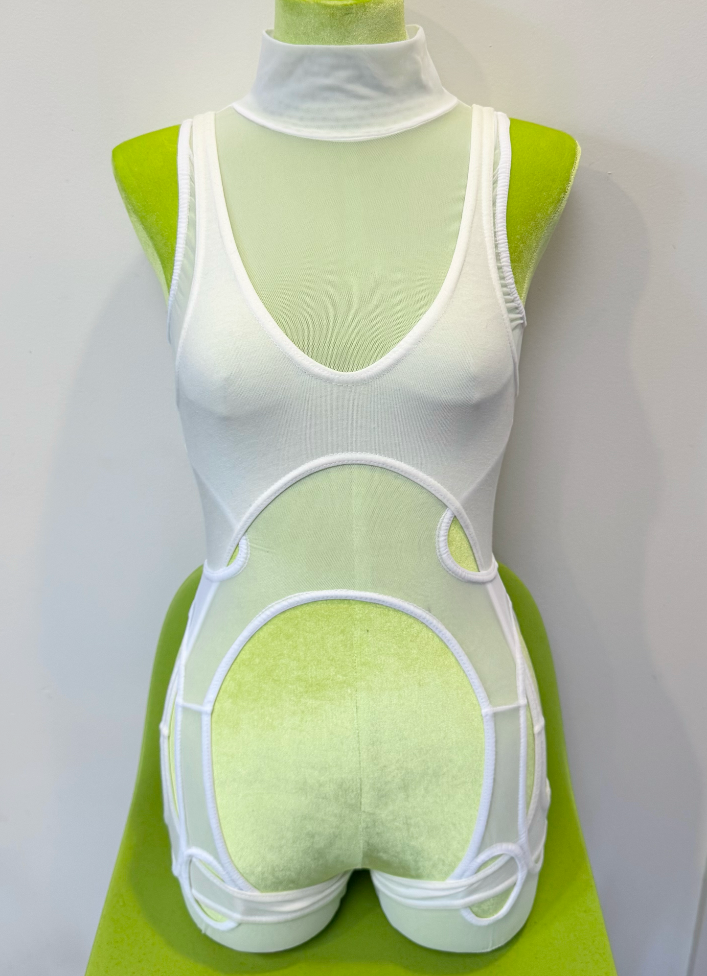 *SAMPLE* White Linked Suspender Tank, XS