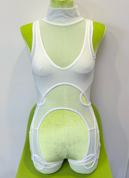 *SAMPLE* White Linked Suspender Tank, XS