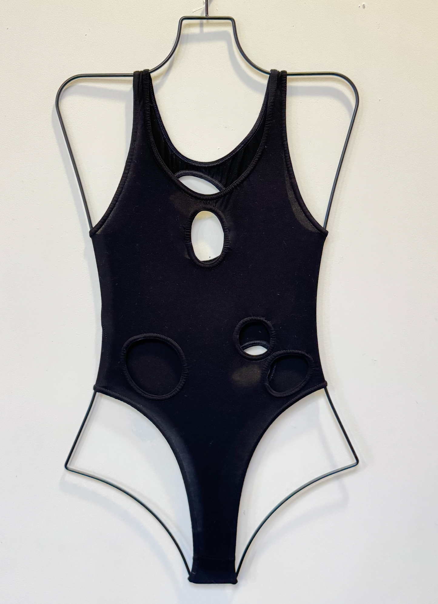 *SAMPLE* Black Holey Thong Bodysuit, S