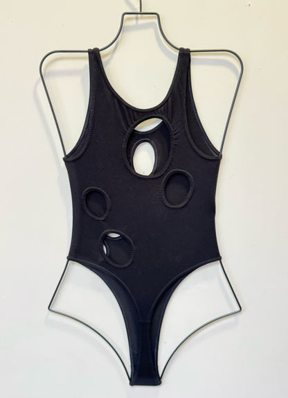 *SAMPLE* Black Holey Thong Bodysuit, S