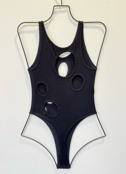 *SAMPLE* Black Holey Thong Bodysuit, S