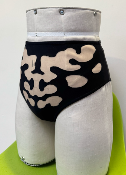 *SAMPLE* Black Blot Bikini Bottoms, pale mesh, S