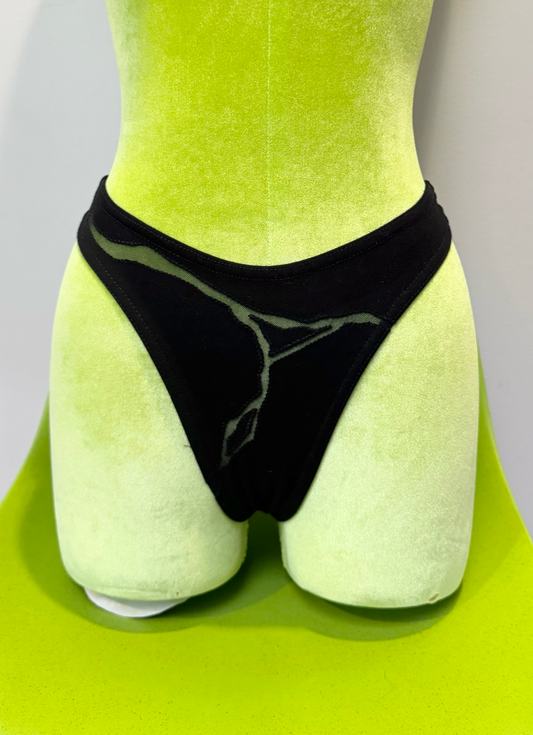 *SAMPLE* Black Kintsugi Thong, high waisted, S